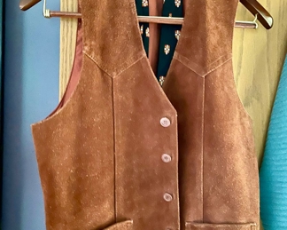1960's Gap Brown Suede Leather Vest - Size Medium