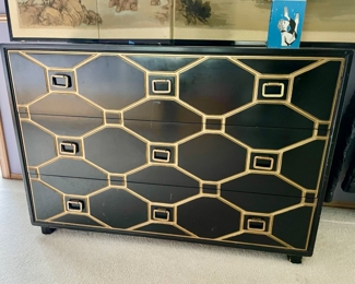 Dorothy Draper Style Lacquered Low Boy Dresser