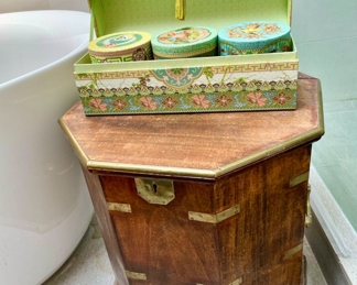Mahogany & Brass Octagonal End Table/Chest