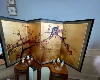 Chinese Cherry Blossom Tree 4 Panel Screen