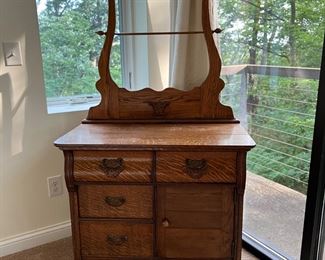 Antique oak wash stand. 
