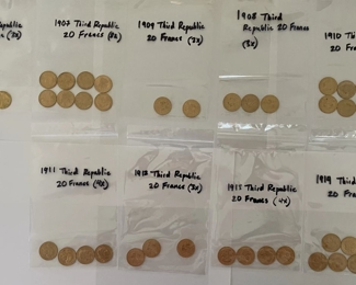 Selection of 20 Franc gold coins (1876 - 1914). 37 pieces in total