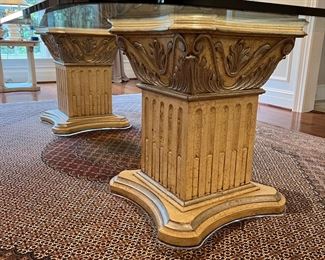 Pillar Based Beveled Glass Top Dining Table (53"W x 113"L x 30"H)