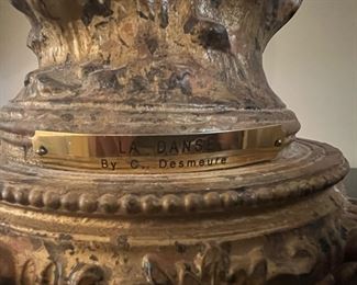 "LA Danse" 19th Century French Gilt Boy Playing Flute Bronze Sculpture by C. Desmeure