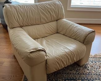 Cream Leather Armchair