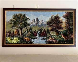 Framed Tabriz Landscape Rug