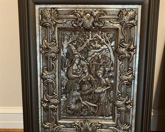 Framed Embossed Copper Qalamzani (30"H x 23"W x 2"D)