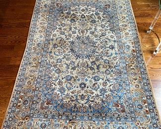Persian Isfahan Pictorial Silk & Wool Rug (7'8"L x 5'W)