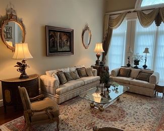 Upholstered Vanguard Sofa Made in Hickory NC (90"W x 35"D x 30"H) & Upholstered Vanguard Loveseat (64"W x 35"D x 30"H)