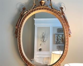 Oval Gilded Wall Mirror With Accents (47"H x 28"W x 2.5"D)(pr)