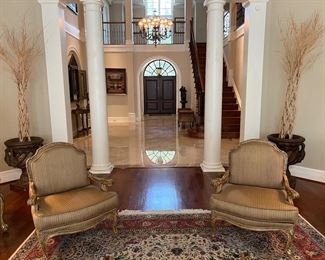 French Provincial Upholstered Armchairs (pr)