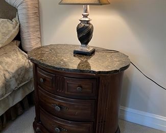 Granite Top 3 Drawer End Table 
