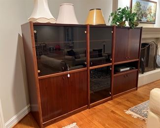 Vintage Mid-Century Rosewood Media Cabinet 3pc
