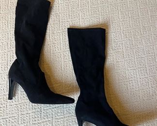 Women's Donald J Pilner Heeled Black Suede Boots Size 8
