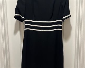 Women's Rena Lange Black Bateau Neckline Knee Length Dress Size 12