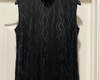 Women's Black Sequin Sleeveless Shirt