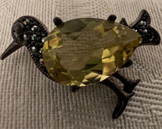 Sterling Silver With Stone Duck Pin