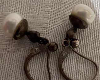 Sterling Silver With Pearl Earrings