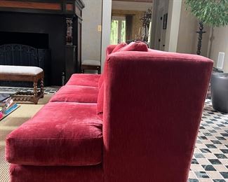 Vanguard Furniture Plush Red 3 Seater Upholstered Sofa (36" Back Height x 90"W x 18" Seat Height x 39"D x 21" Back Depth)