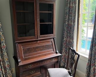 Eastlake 3 Door / Drawer Secretary With Accent Side Chair