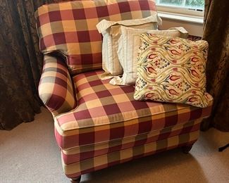 Calico Corners Custom Checkered Plush Armchair 
