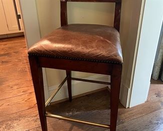 Henredon Leather Seated Bar Stool (pr)