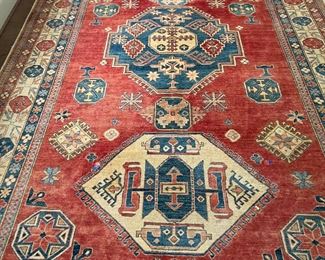 Hand-Knotted Wool Pile Geometric Tribal Kazak Rug  (13'W x 16'L)