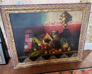 Framed Oil on Canvas Still Life Signed by Miguel Parra Abril (Authenticity Not Certified)