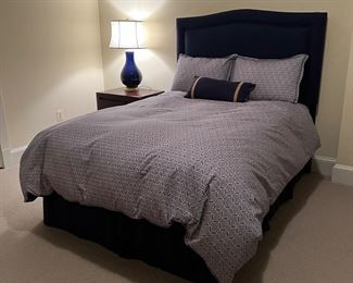 Crate & Barrel Blue Upholstered Headboard Full Size Bed