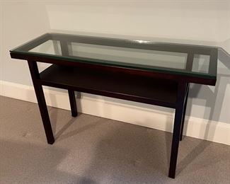 Orbit Metal Base & Thick Glass Top Rectangular Console Table (48"W x 16"D x 29-1/2"H)