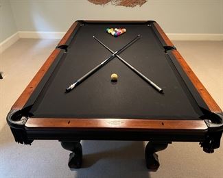 Brunswick Black Felt, Matte Black Greenbriar II 8ft Billiards Table With Cues