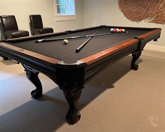 Brunswick Black Felt, Matte Black Greenbriar II 8ft Billiards Table With Cues