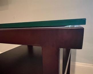 Orbit Metal Base & Thick Glass Top End Table (pr) (18"W x 18"D x 21-1/2"H)