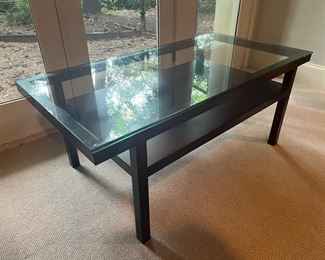 Orbit Metal Base & Thick Glass Top Rectangular Coffee  Table (48"W x 24"D x 19"H)