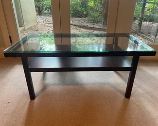 Orbit Metal Base & Thick Glass Top Rectangular Coffee  Table (48"W x 24"D x 19"H)