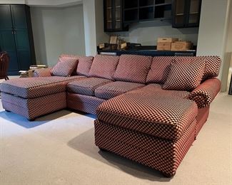 Vanguard Red Checkered Upholstered Sectional                       RAF Chaise (36"H with Pillow x 61"D x 36"W)                           Armless Loveseat (36"H with Pillow x 46"W x 36"D)               LAF Chaise (36"H with Pillow x 61"D x 36"W)