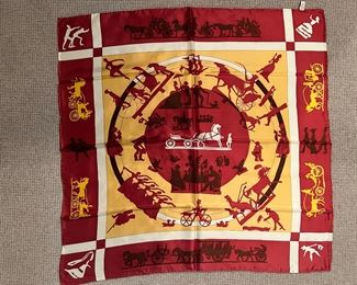 Hermes Silk Scarf With Horses Red