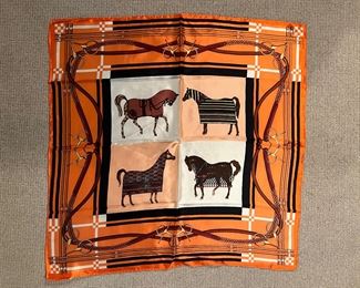 Hermes Silk Scarf With Horses Orange