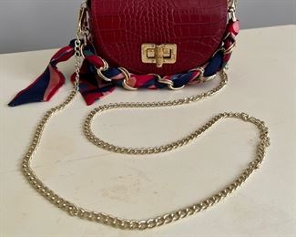 Leather Red Handbag / Clutch