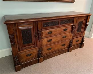 Antique 6 Drawer / 2 Door Credenza 