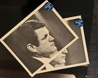 Autographed Photographs with Pins of Ted Kennedy