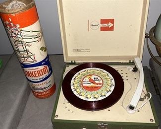 Tinkertoys (SOLD), Vintage record player w/ Magic Mirror center piece and records