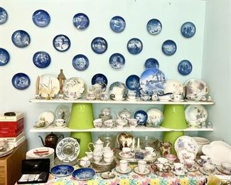 Royal Copenhagen collectible plates, cup and saucers, misc. porcelain collectibles (SOME SOLD)