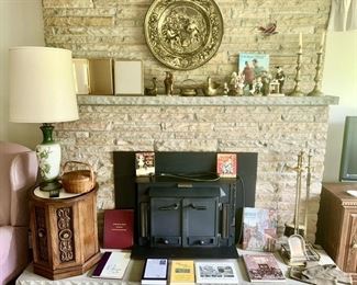 Ann Arbor books and year book, brass items, collectible figurines, etc. 