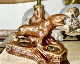 Vintage brown panther TV lamp with shade