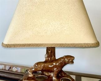Vintage brown panther TV lamp with shade