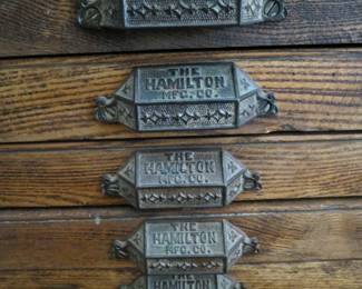 Antique Hamilton 12 Drawer  Oak Flat File Cabinet     36"W x 21.5"D x 34.5"H