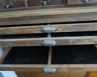 Antique Hamilton 12 Drawer  Oak Flat File Cabinet     36"W x 21.5"D x 34.5"H