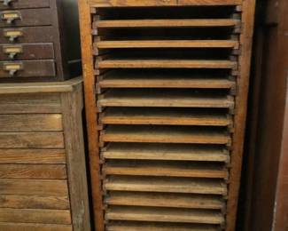 Wood 16 Drawer Flat File    21"W x 17.5"D x 45"H
