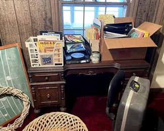 vintage desk, lots of goodies